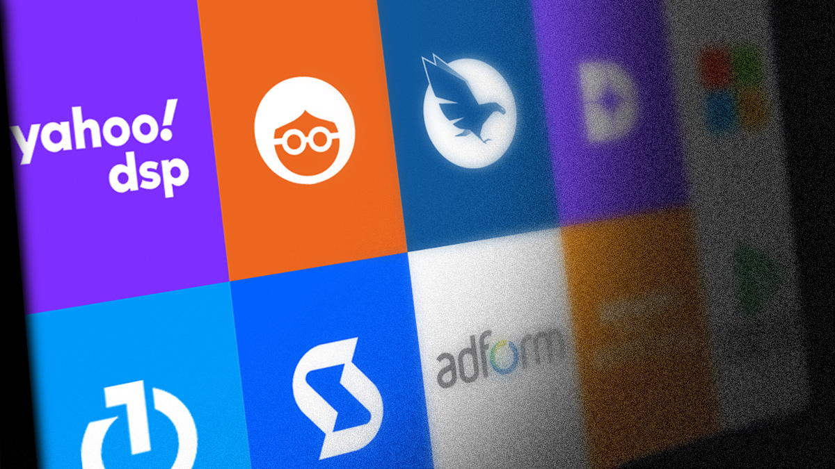 Best DSPs: Yahoo DSP, adform, Hawk, etc. Logos of DSPs.