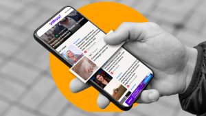 Example of in-feed ad on Yahoo mobile.